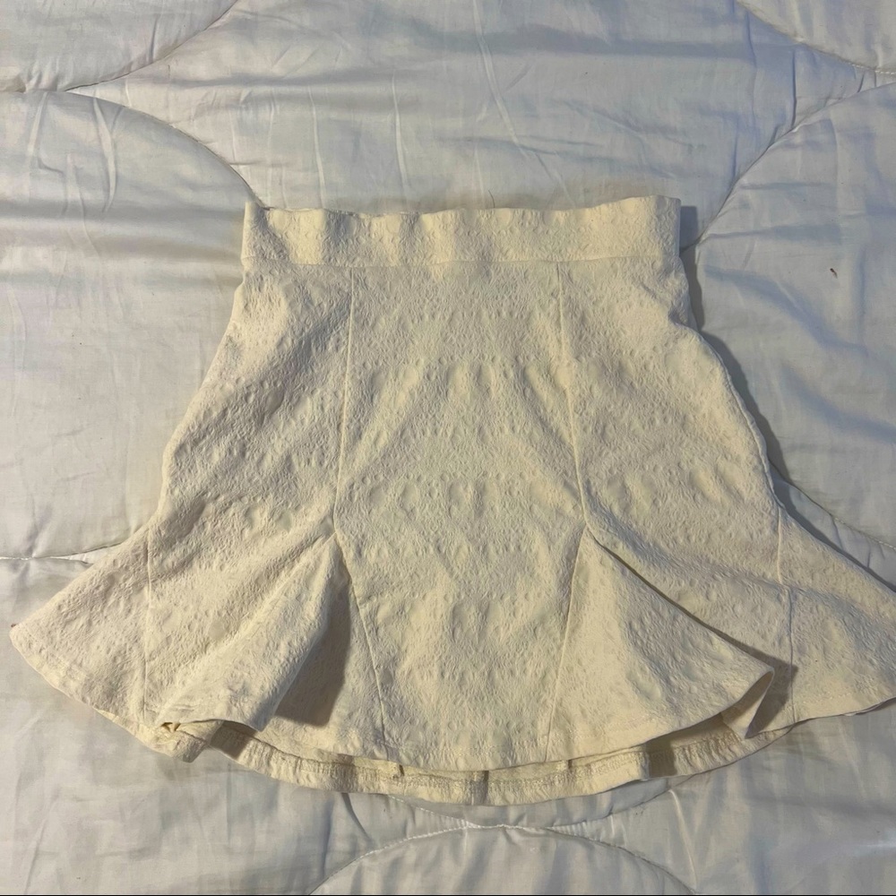 NASTY GAL White Fluted Jacquard Skirt
